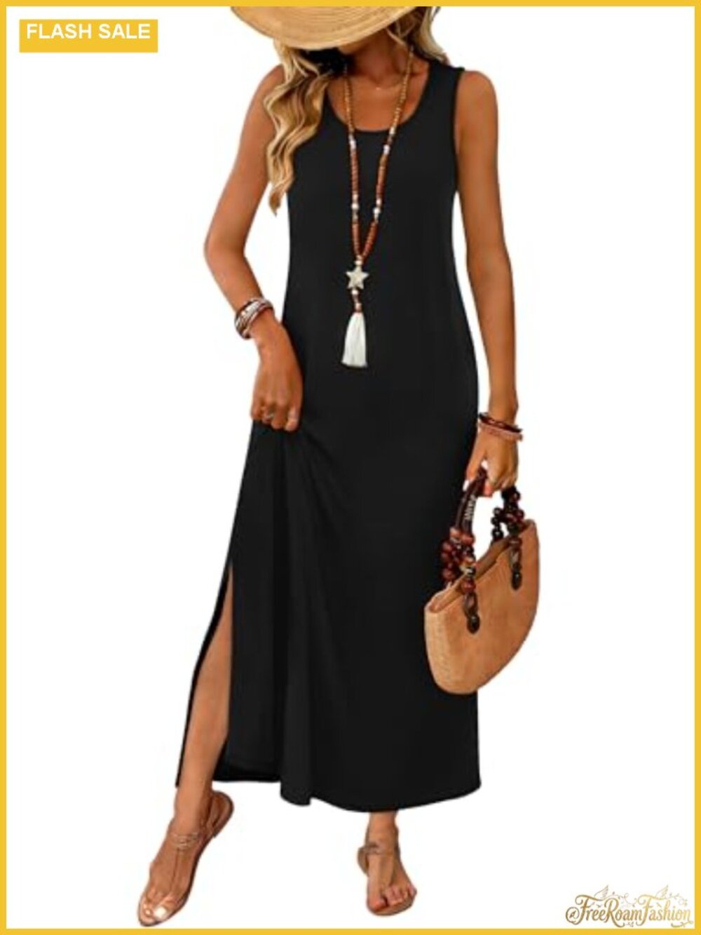 WIHOLL Maxi Dress Summer Vacation Sundress with Pockets